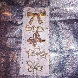 Glam Hair Accessories Glittery Clips Barrettes Pearls Rhinestones NEW